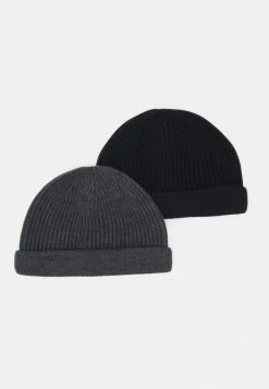De gros 🛒 Only & Sons ONSSHORT BEANIE 2 PACK - Bonnet - Black/dark Grey Melange 👏