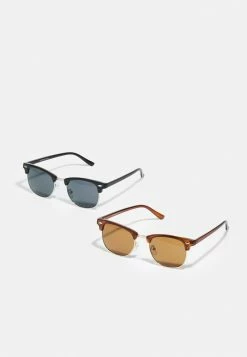 Le moins cher 🛒 Only & Sons 👓 SUNGLASSES 2 PACK - Lunettes De Soleil - Brown Stone/club Black 🔔