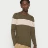 Budget 👍 Only & Sons ONSDON CREW NECK STRIPE - Pullover - Olive Night 🧨