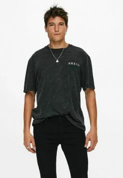 Nouveau 🌟 Only & Sons T-shirt Imprimé - Black ❤️