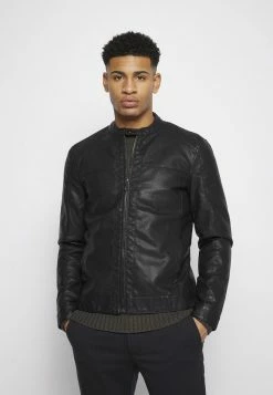 Nouveau 🛒 Only & Sons ONSMIKE RACER JACKET - Veste En Similicuir - Black 💯 -Boutique Only & Sons 36d4b0eb295046b3895f217bf64a815b