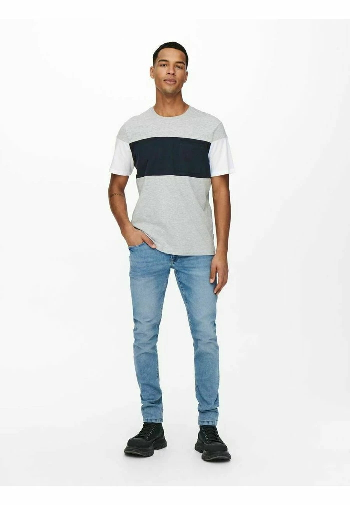 Meilleure vente 👏 Only & Sons T-shirt Imprimé - Light Grey Melange 💯 2 Meilleure vente 👏 Only & Sons T-shirt Imprimé - Light Grey Melange 💯 – Image 2