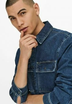 Remise 🎉 Only & Sons Chemise - Blue Denim ⌛ -Boutique Only & Sons 9f7715af86b549c9bc70c3263de54411