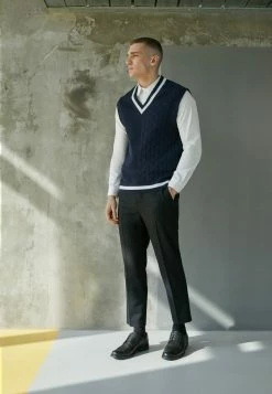 Vente flash ✨ Only & Sons ONSASHER LIFE STRUC MIX VEST - Pullover - Dark Navy ❤️