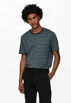 Sortie 😀 Only & Sons GESTREIFT - T-shirt Imprimé - Dark Navy 🎁