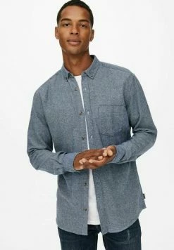 Bon marché 🛒 Only & Sons TWILL - Chemise - Dark Navy ❤️ -Boutique Only & Sons bc01d467097c48a3bc53e120aeab71b2