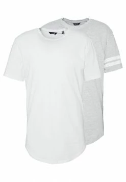 Meilleur prix 👍 Only & Sons ONSMATT LONGY SOLID STRIPE 2 PACK - T-shirt Imprimé - White 👍