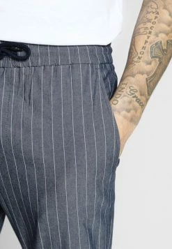 Bon marché 🔔 Only & Sons ONSLINUS CROP STRIPE - Pantalon Classique - Dark Blue 👏 -Boutique Only & Sons c400e2747f3147a6a39ce68297f8317d