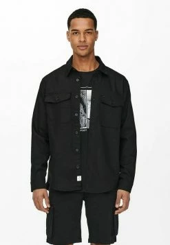 Offres 😀 Only & Sons EINFARBIGES CARGO- - Chemise - Black 🔥