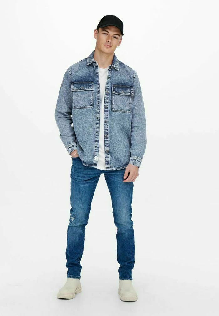 Le moins cher ⭐ Only & Sons Chemise - Blue Denim 🧨 2 Le moins cher ⭐ Only & Sons Chemise - Blue Denim 🧨 – Image 2