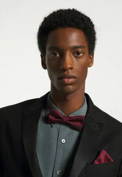 Promo ⭐ Only & Sons ONSTROY PATTERN BOW TIE SET - Noeud Papillon - Merlot 🌟