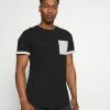 Bon marché 🤩 Only & Sons ONSMATT LIFE LONGY CONTRAST TEE - T-shirt Imprimé - Black 😍