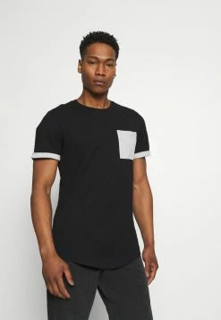 Bon marché 🤩 Only & Sons ONSMATT LIFE LONGY CONTRAST TEE - T-shirt Imprimé - Black 😍